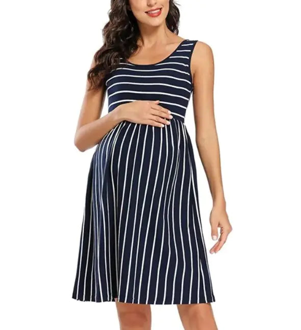 Striped Maternity Dress for Comfortable Pregnancy Wear