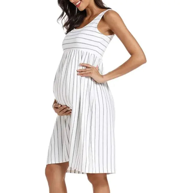 Striped Maternity Dress for Comfortable Pregnancy Wear